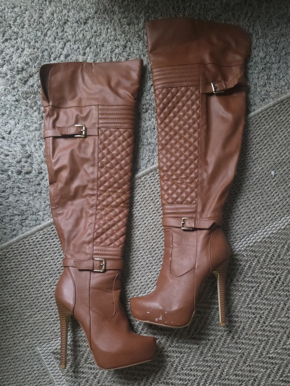 Women's Tall Quilted Platform Boot - Brown